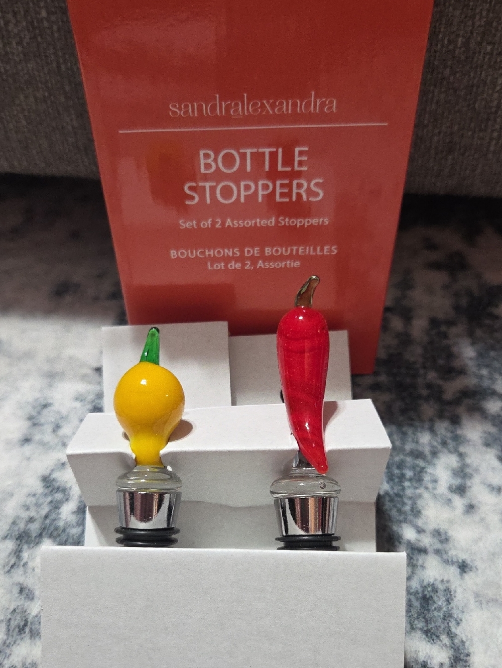 Yellow & Red Pepper Bottle Stoppers - Set of 2